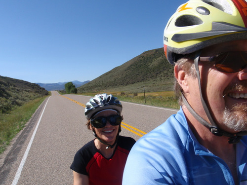 Two Happy Bikers (Terry and Dennis on the Bee [da Vinci Tandem]).